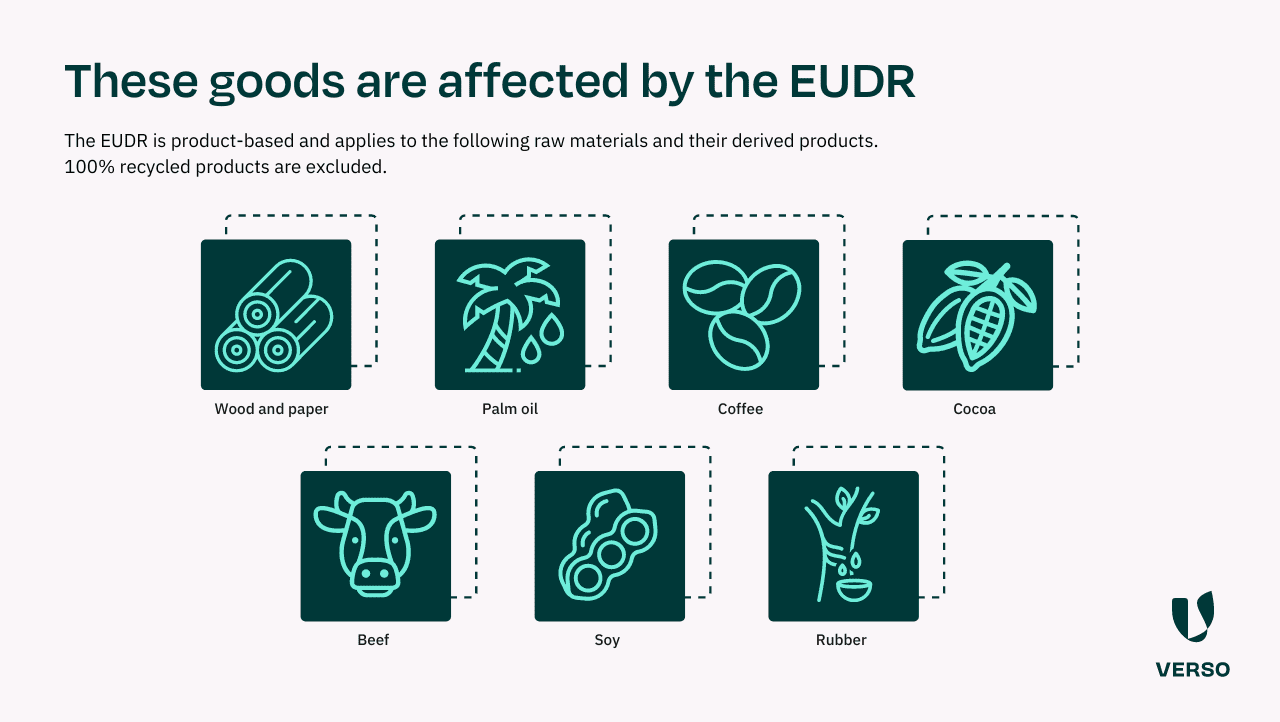 Overview of the goods affected by the EUDR directive