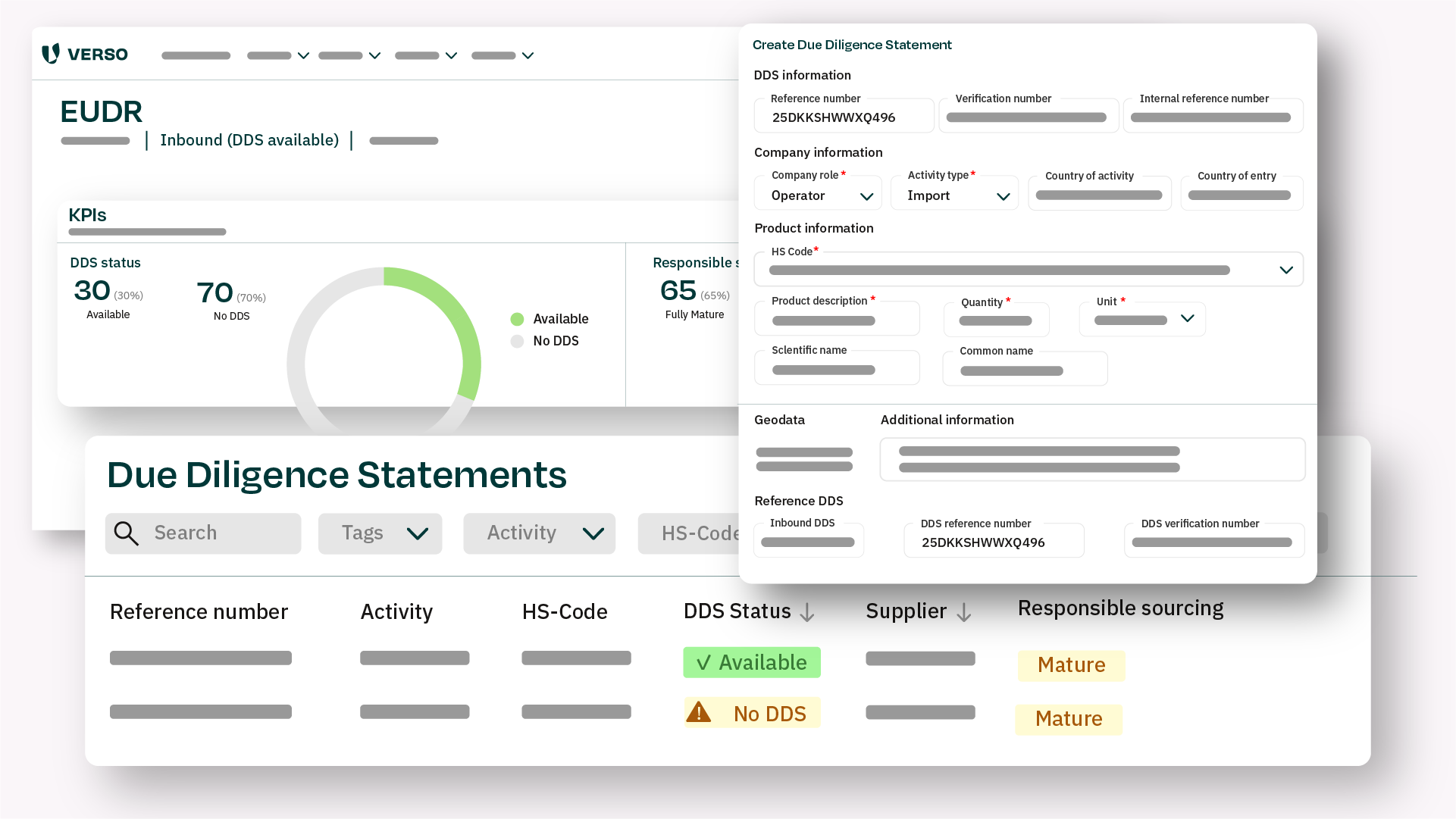 EUDR Due Diligence Statement with VERSO
