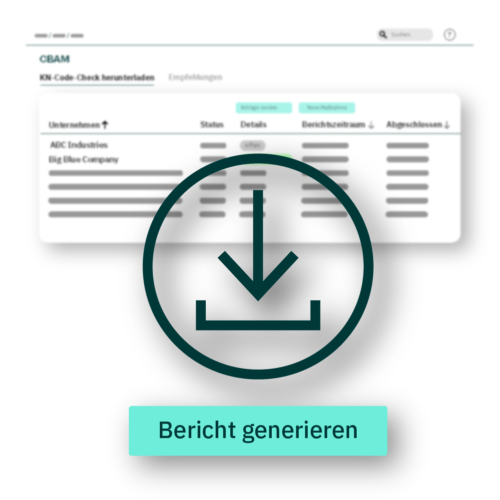 Mockup der CBAM-Softwarelösung: CBAM-Bericht erstellen