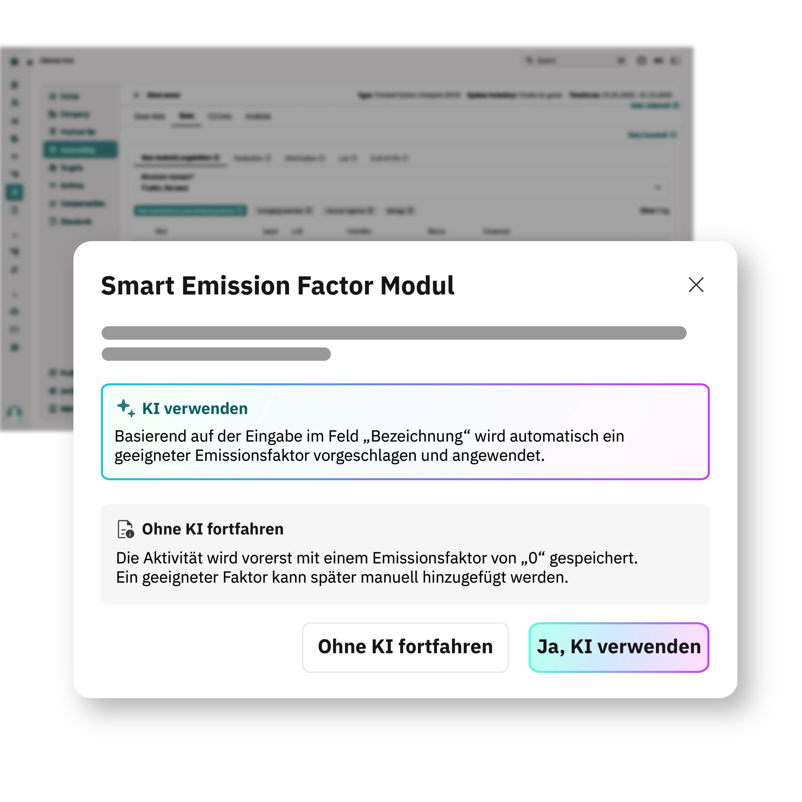 Emissionsfaktorensuche mit KI-Mapping