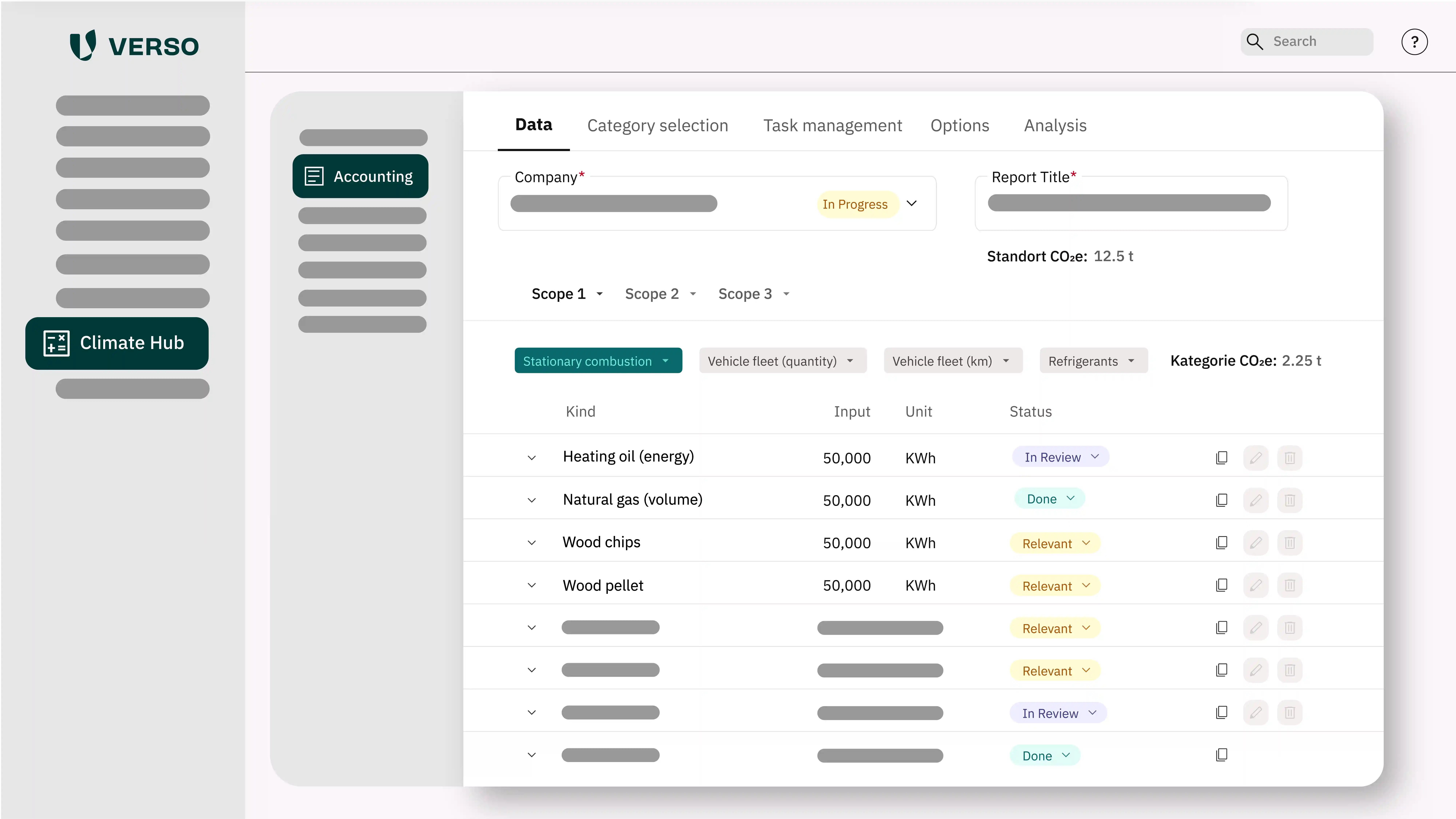 Data collection in the VERSO Climate Hub